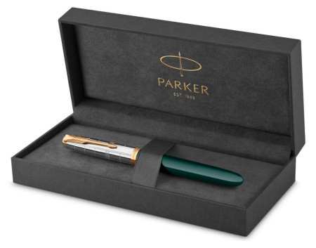 Ручка перьев. Parker 51 Premium (CW2169074) Forest Green GT F сталь нержавеющая подар.кор.