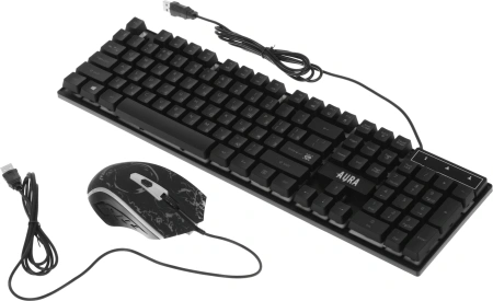 Клавиатура + мышь Defender Aura MKP-117 клав:черный мышь:черный USB slim LED (52117)