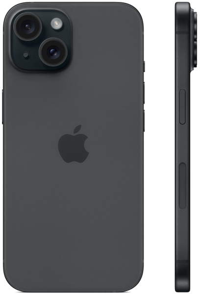 Смартфон Apple iPhone 15 A3090 128Gb черный 3G 4G 1Sim 6.1" OLED 1179x2556 iOS 17 48Mpix 802.11 a/b/