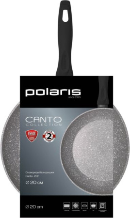 Сковорода Polaris Canto 20F круглая 20см покрытие: Pfluon ручка несъемная (без крышки) серый (019121)