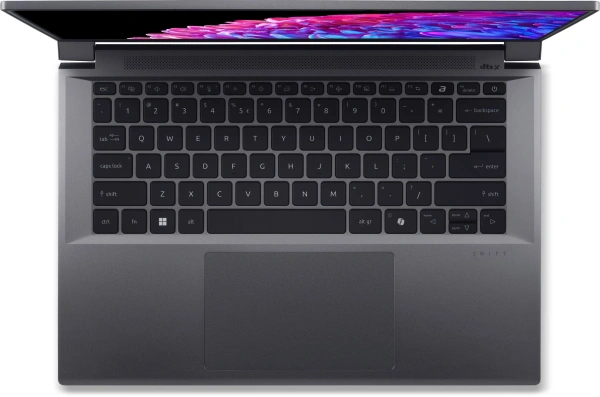 Ноутбук Acer Swift X 14 SFX14-72G-72DH Core Ultra 7 155H 32Gb SSD1Tb NVIDIA GeForce RTX4070 8Gb 14.5" OLED WQXGA+ (2880x1800) noOS metall WiFi BT Cam (NX.KTUCD.001)