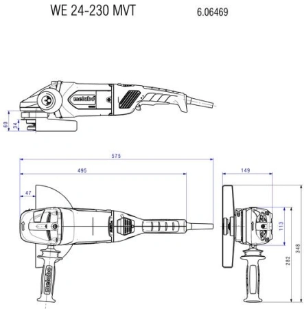 Углошлифовальная машина Metabo WE 24-230 MVT 2400Вт 6600об/мин рез.шпин.:M14 d=230мм (606469000)