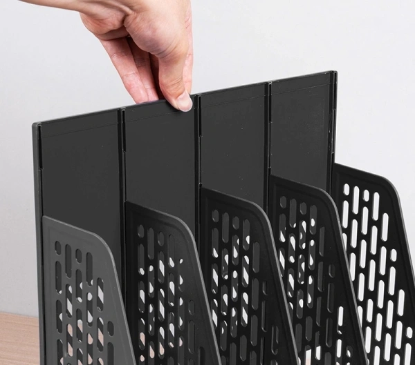 Лоток вертикальный Deli E9844 BLACK E9844 4отд. сборный для бумаг 325x257x275мм черный пластик