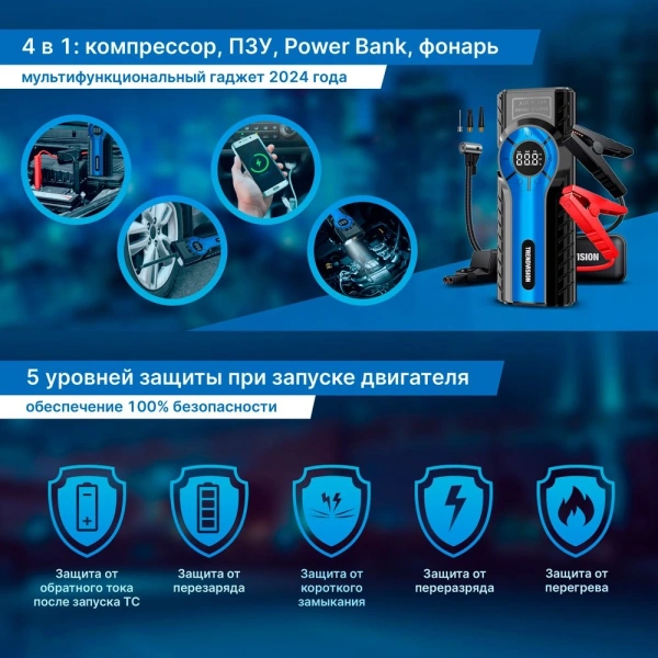 Автомобильный компрессор TrendVision Start Compressor шланг 0.10м