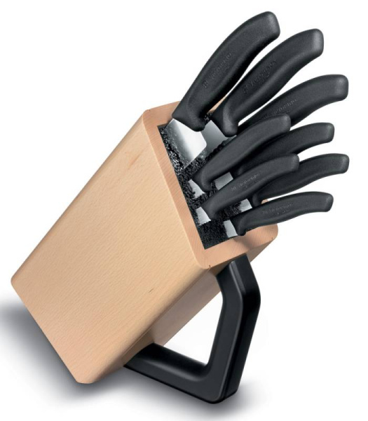 Набор ножей кухон. Victorinox Swiss Classic (6.7173.8) компл.:8шт с подставкой черный подар.коробка