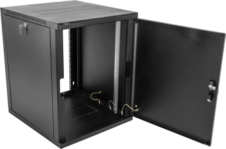 Шкаф коммутационный ЦМО (ШРН-12.650.1-9005) настенный 12U 600x658мм пер.дв.металл 200кг черный 600мм 180град.