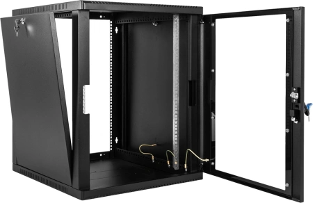 Шкаф коммутационный ЦМО (ШРН-12.650-9005) настенный 12U 600x658мм пер.дв.стекл 200кг серый 600мм 180град.