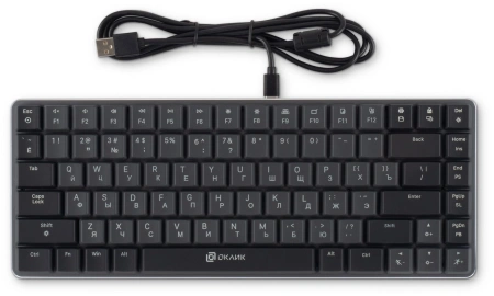 Клавиатура Оклик K615X механическая серый/серебристый USB slim Multimedia for gamer LED (1934413)
