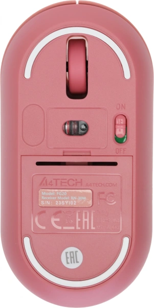 Мышь A4Tech Fstyler FG20 розовый оптическая (2000dpi) беспроводная USB для ноутбука (4but)