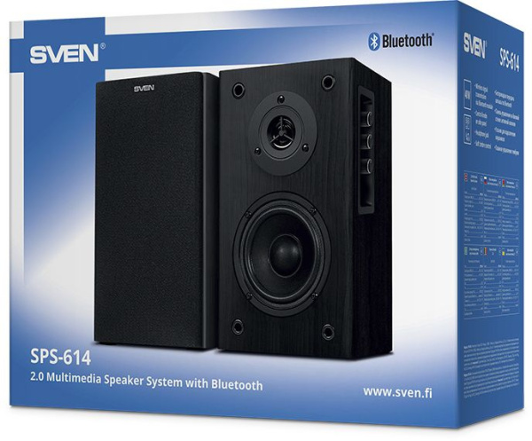 Колонки Sven АС SPS-614 2.0 черный 40Вт BT