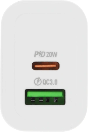 Сетевое зар./устр. Hoco N61 Gentle 20W 3A (PD+QC) USB-A/Type-C универсальное белый (44242)
