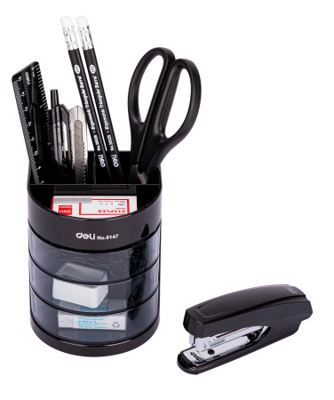 Настольный набор Deli E38253 (12 предметов) пластик черный