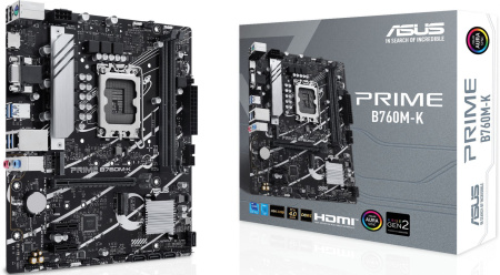Материнская плата Asus PRIME B760M-K Soc-1700 Intel B760 2xDDR5 mATX AC`97 8ch(7.1) GbLAN RAID+VGA+H