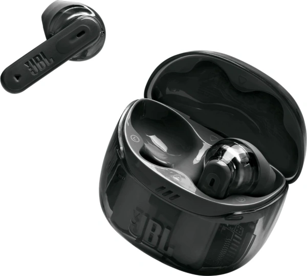 Гарнитура вкладыши JBL Tune Flex 2 Ghost Edition прозрачный/черный беспроводные bluetooth в ушной раковине (JBLTFLEX2GBLK)