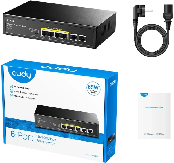 Коммутатор Cudy FS1006P 6x100Мбит/с 6PoE+ неуправляемый
