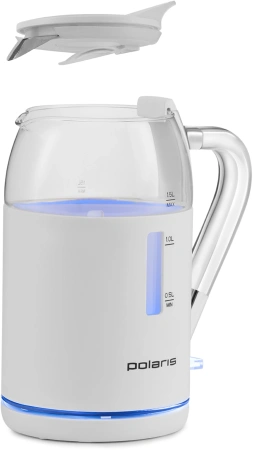 Чайник электрический Polaris PWK 1563CGL 1.5л. 2200Вт белый/прозрачный корпус: стекло/пластик
