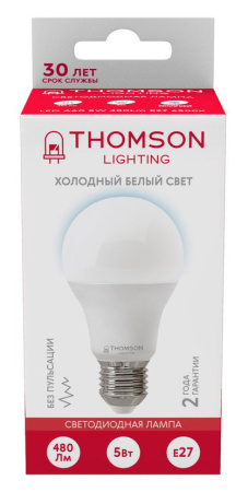 Лампа светодиодная Thomson TH-B2300 5Вт цок.:E27 груша 220B 6500K св.свеч.бел.хол. A (упак.:1шт)