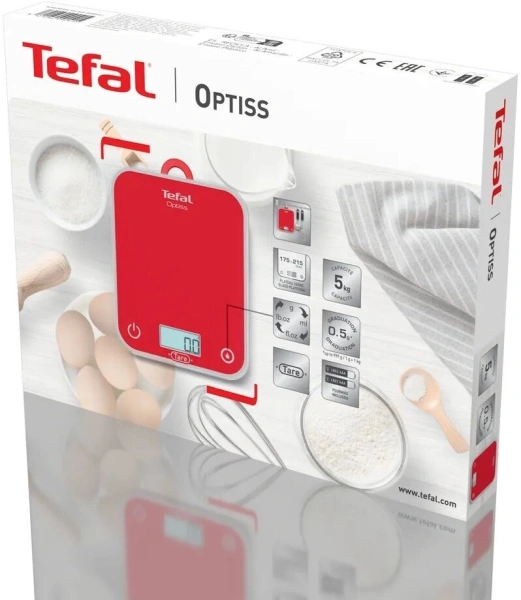 Весы кухонные электронные Tefal Optiss BC50U3V0 макс.вес:5кг красный