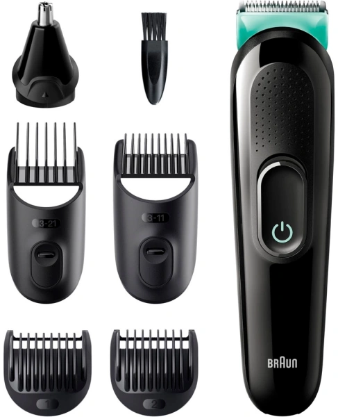Триммер Braun 3 MGK3321 черный/мятный (насадок в компл:5шт)