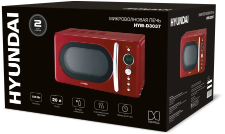 Микроволновая Печь Hyundai HYM-D3037 20л. 700Вт красный/серебристый