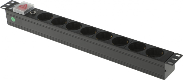 Блок распределения питания Lanmaster TWT-PDU19-10A8P-1.8 гор.размещ. 8xSchuko базовые 10A Schuko 1.8м