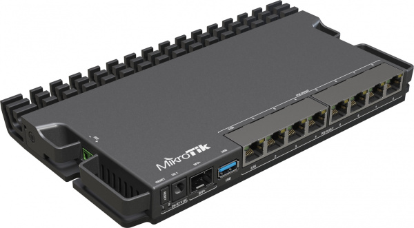 Маршрутизатор MikroTik RB5009UPr+S+IN 10/100/1000 черный комп.:устройство/крепления/адаптер