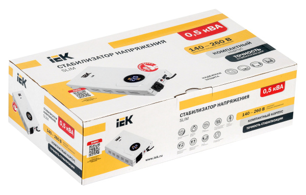 Стабилизатор напряжения IEK Slim 0.5кВА однофазный белый (IVS22-1-D05-09)