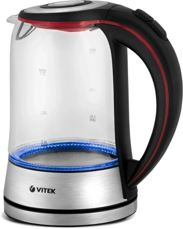 Чайник электрический Vitek VT-7009 1.7л. 2200Вт прозрачный корпус: стекло