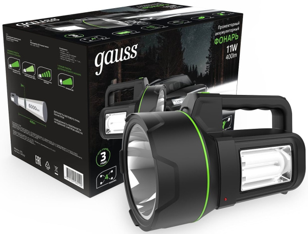 Прожектор Gauss GFL602 черный 11Вт лам.:светодиод. (GF602)
