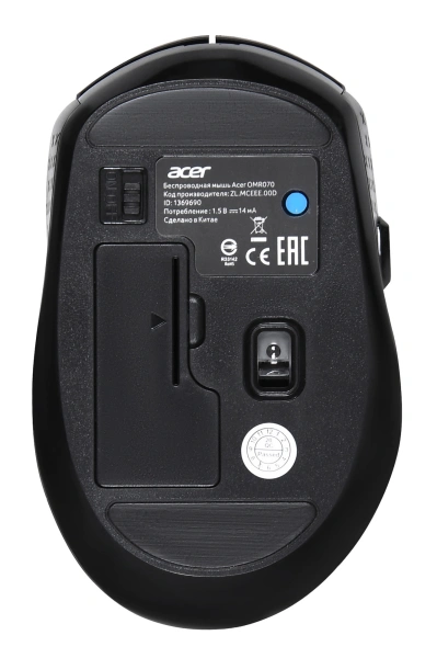 Мышь Acer OMR070 черный оптическая (1600dpi) беспроводная BT/Radio USB для ноутбука (6but)