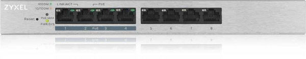 Коммутатор Zyxel GS1200-8HP v2 GS1200-8HPV2-EU0101F 8G 4PoE 4PoE+ 60W управляемый