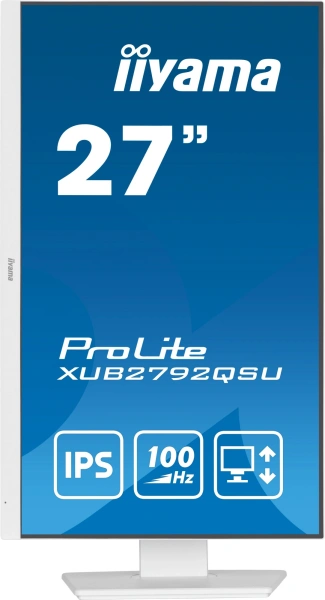Монитор Iiyama 27" XUB2792QSU-W6 IPS WQ бел 0.4ms DVI HDMI DP USB M/M HAS Piv 100Hz 250cd In