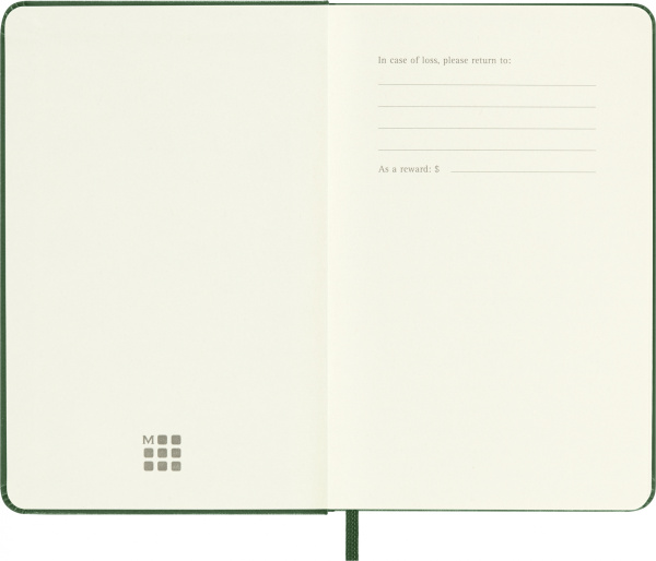 Блокнот Moleskine CLASSIC QP012K15 Pocket 90x140мм 192стр. нелинованный твердая обложка зеленый