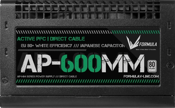Блок питания Formula ATX 600W AP-600ММ 80 PLUS WHITE (20+4pin) APFC 120mm fan 6xSATA RTL