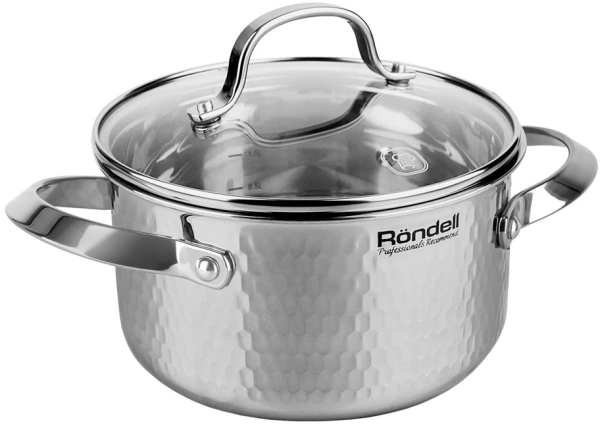 Кастрюля Rondell RainDrops RDS-1294 3.2л. d=20см (с крышкой) стальной