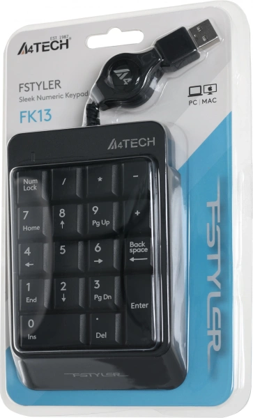 Числовой блок A4Tech Fstyler FK13 серый USB slim для ноутбука