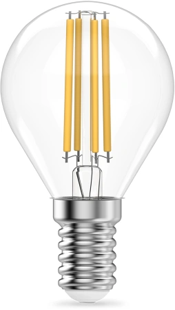 Лампа филам. Gauss Filament 12Вт цок.:E14 шар св.свеч.бел.теп. (упак.:10шт) (52112)