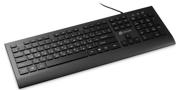 Клавиатура Оклик 155M черный USB slim (подставка для запястий) (1678057)