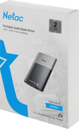 Накопитель SSD Netac USB-C 2000Gb NT01Z9-002T-32BK Z9 1.8" черный