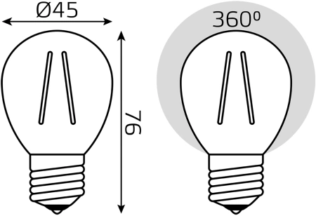 Лампа филам. Gauss Filament 8Вт цок.:E27 шар 220B св.свеч.бел.теп. (упак.:10шт) (52218)