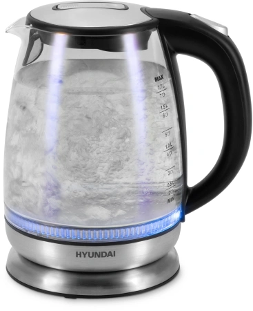 Чайник Hyundai HYK-G8800 1.7л. 2200Вт черный/серебристый (стекло)