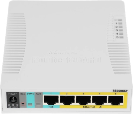 Коммутатор MikroTik RB260GSP CSS106-1G-4P-1S 5G 1SFP 5PoE управляемый