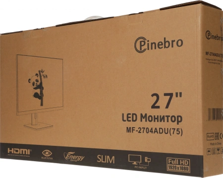 Монитор Pinebro 27" MF-2704ADU черный IPS LED 5ms 16:9 HDMI M/M матовая HAS Piv 250cd 178гр/178гр 1920x1080 75Hz FreeSync VGA DP FHD USB 4.4кг