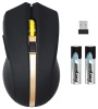 Мышь Оклик 495MW черный/золотистый оптическая (1600dpi) беспроводная USB для ноутбука (6but)