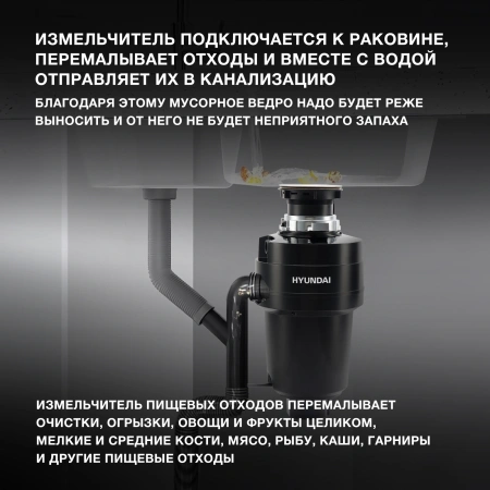Измельчитель Hyundai HFWD 12560 560Вт черный/черный