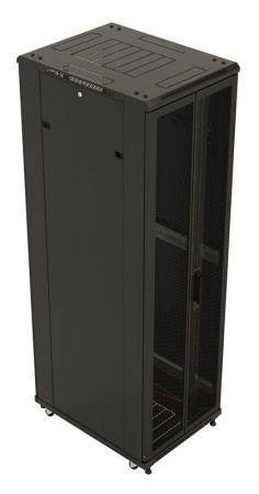 Шкаф коммутационный Hyperline (TTB-4266-DD-RAL9004) напольный 42U 600x600мм пер.дв.перфор. задн.дв.перфор. 2 бок.пан. 800кг черный 510мм 2055мм IP20 сталь