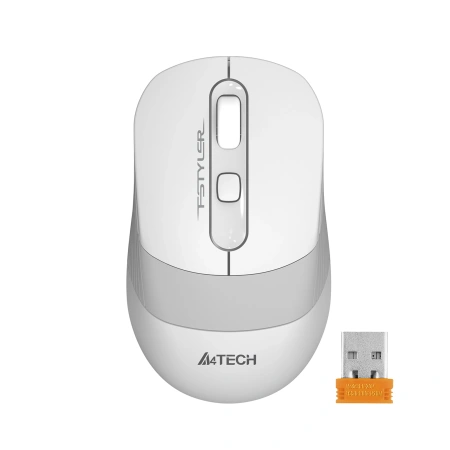 Мышь A4Tech Fstyler FG10S белый/серый оптическая (2000dpi) silent беспроводная USB для ноутбука (4but)