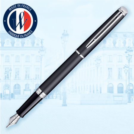 Ручка перьев. Waterman Hemisphere (CWS0920810) Matte Black CT F сталь нержавеющая подар.кор.