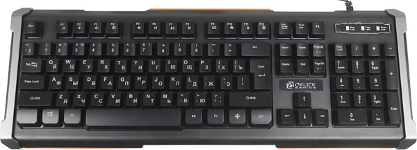 Клавиатура Оклик 717G BLACK DEATH черный/серый USB Multimedia for gamer LED