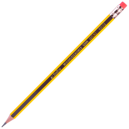 Карандаш ч/г Deli EC004-HB Scribe HB шестигран. тополь карт.кор. (12шт) ластик